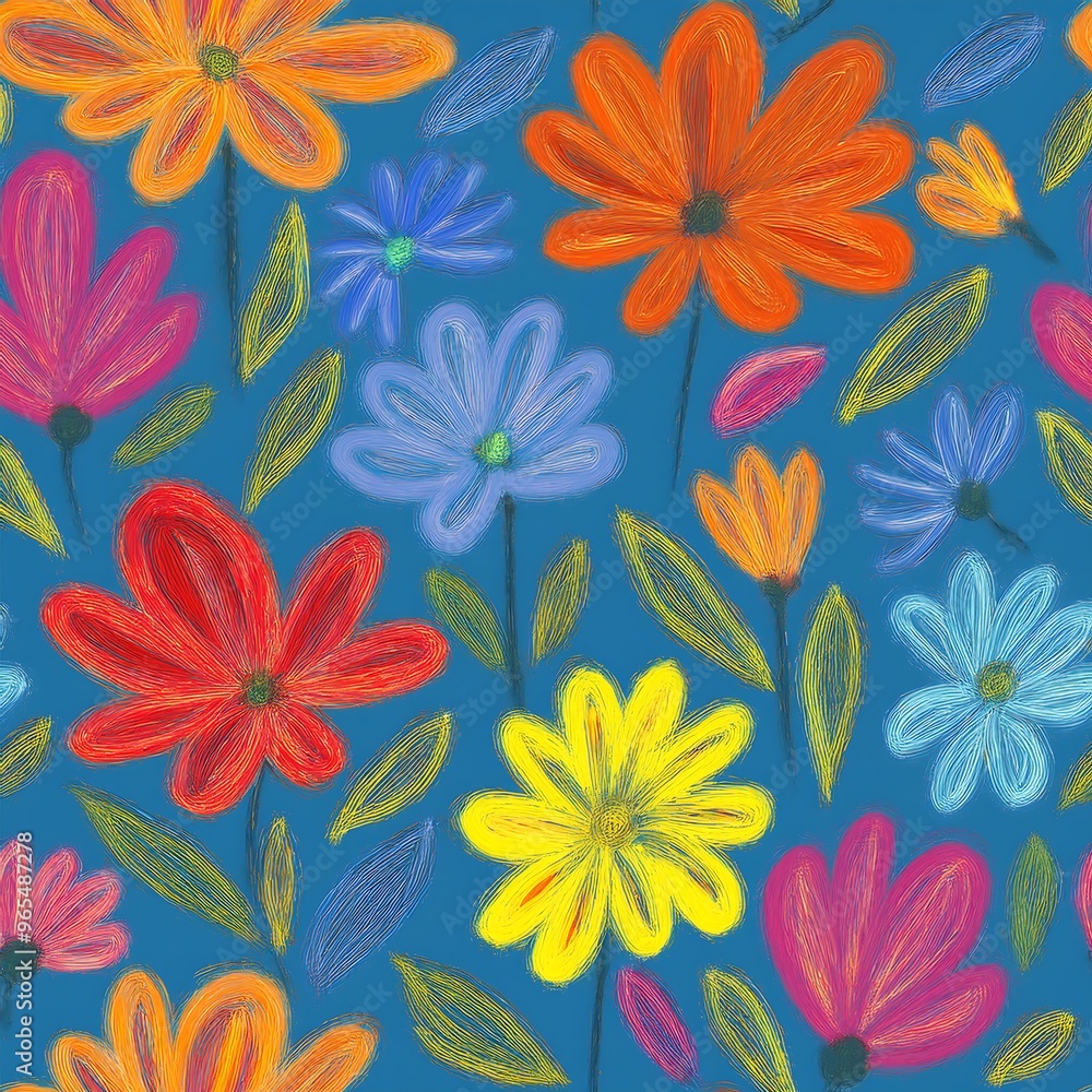 Fototapeta premium Seamless pattern with colorful flowers