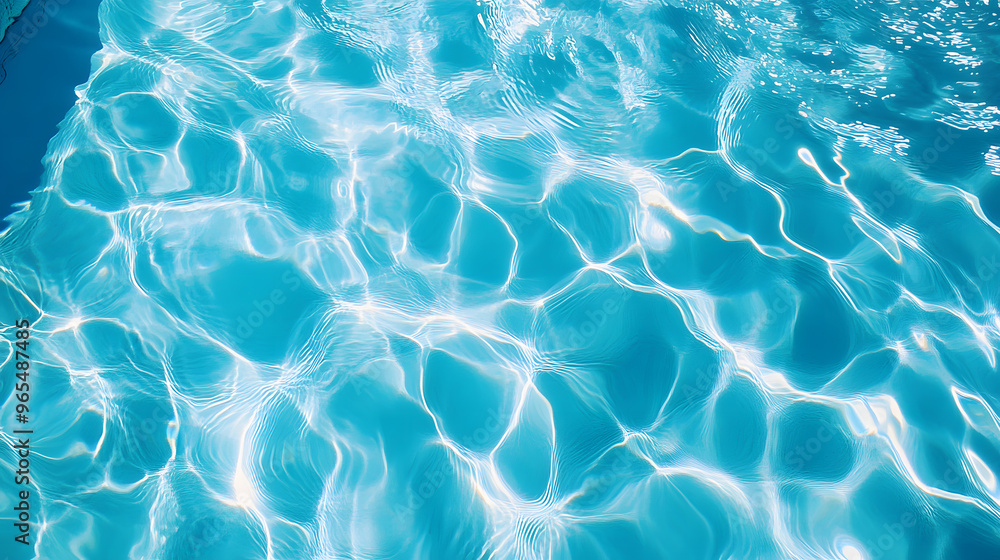 Top view on clear blue pool water surface with ripples and light reflections Top view on clear blue pool water surface with ripples and light reflections