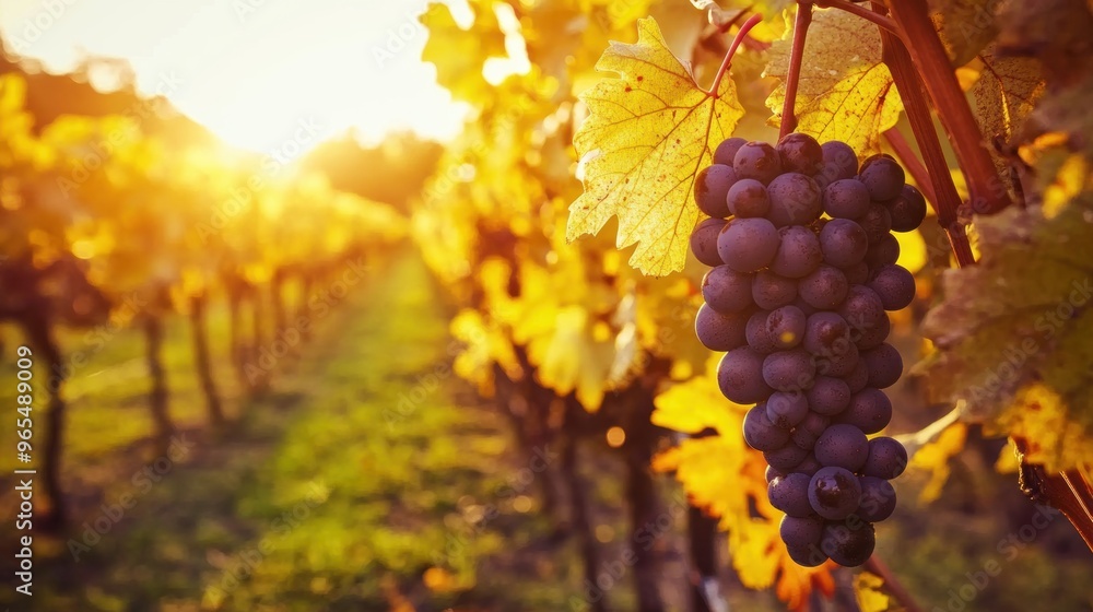 Naklejka premium Vineyard at sunset 