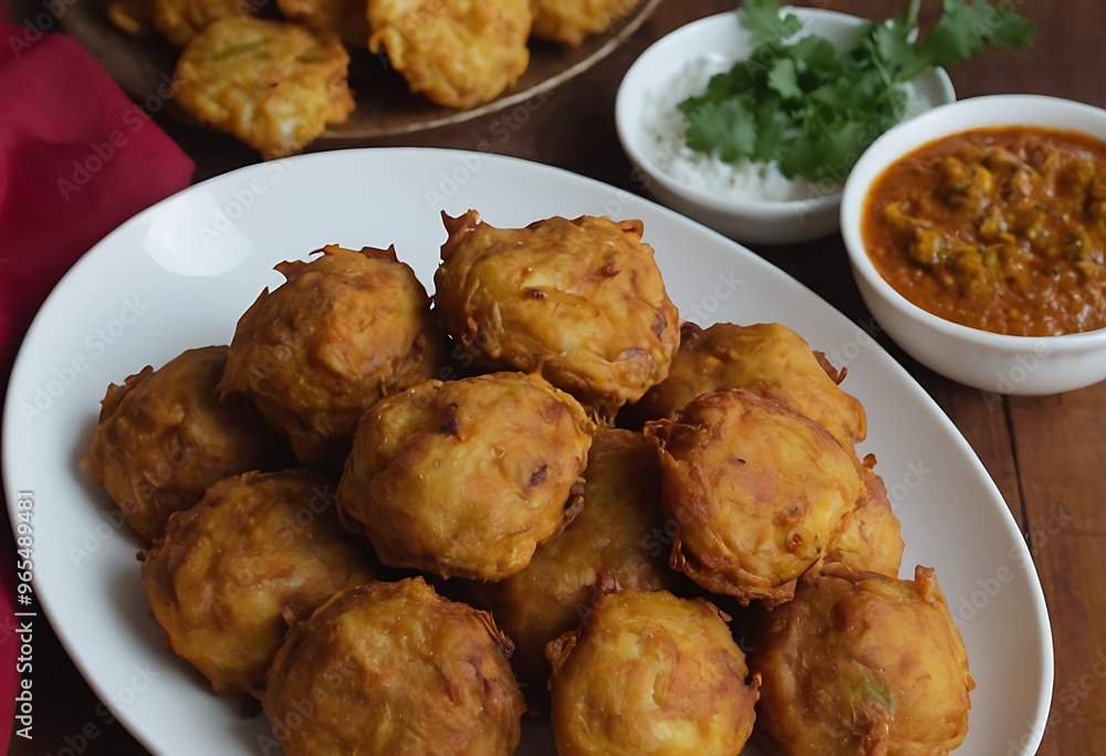 Delicious Indian traditional dish Pakora or bhaji or Bhajji Delicious Indian traditional dish Pakora or bhaji or Bhajji