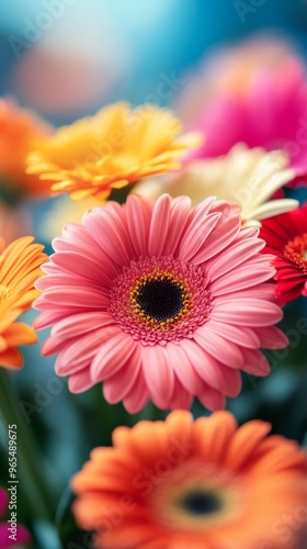 Close-up of vibrant gerbera daisies in bloom