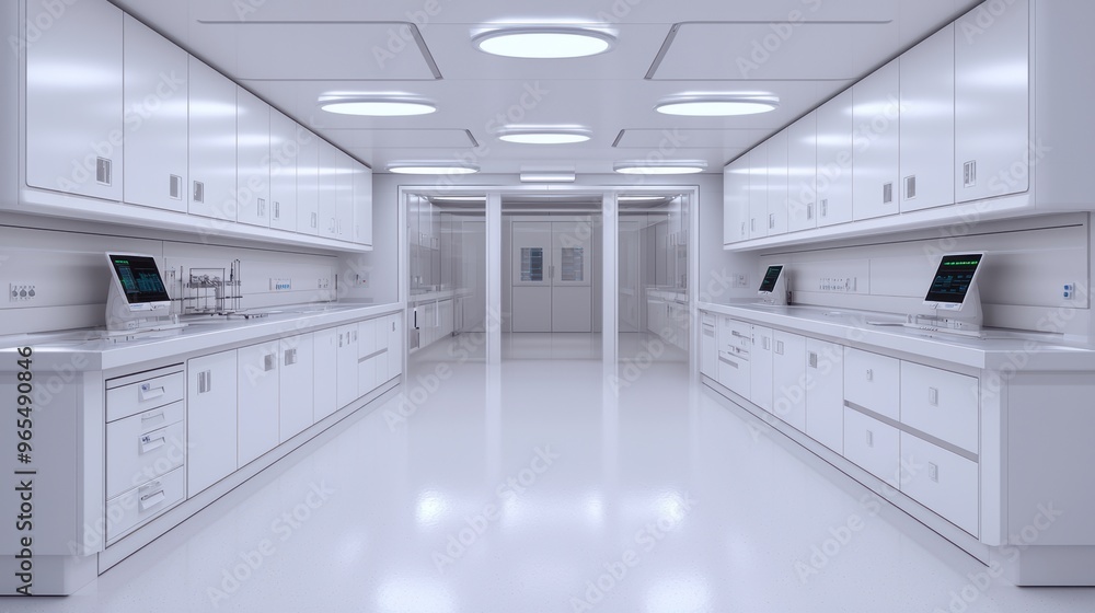 Cutting-Edge Futuristic Lab in - Advanced Technology and Ray Tracing in Sterile Environment Model Cutting-Edge Futuristic Lab in - Advanced Technology and Ray Tracing in Sterile Environment Model