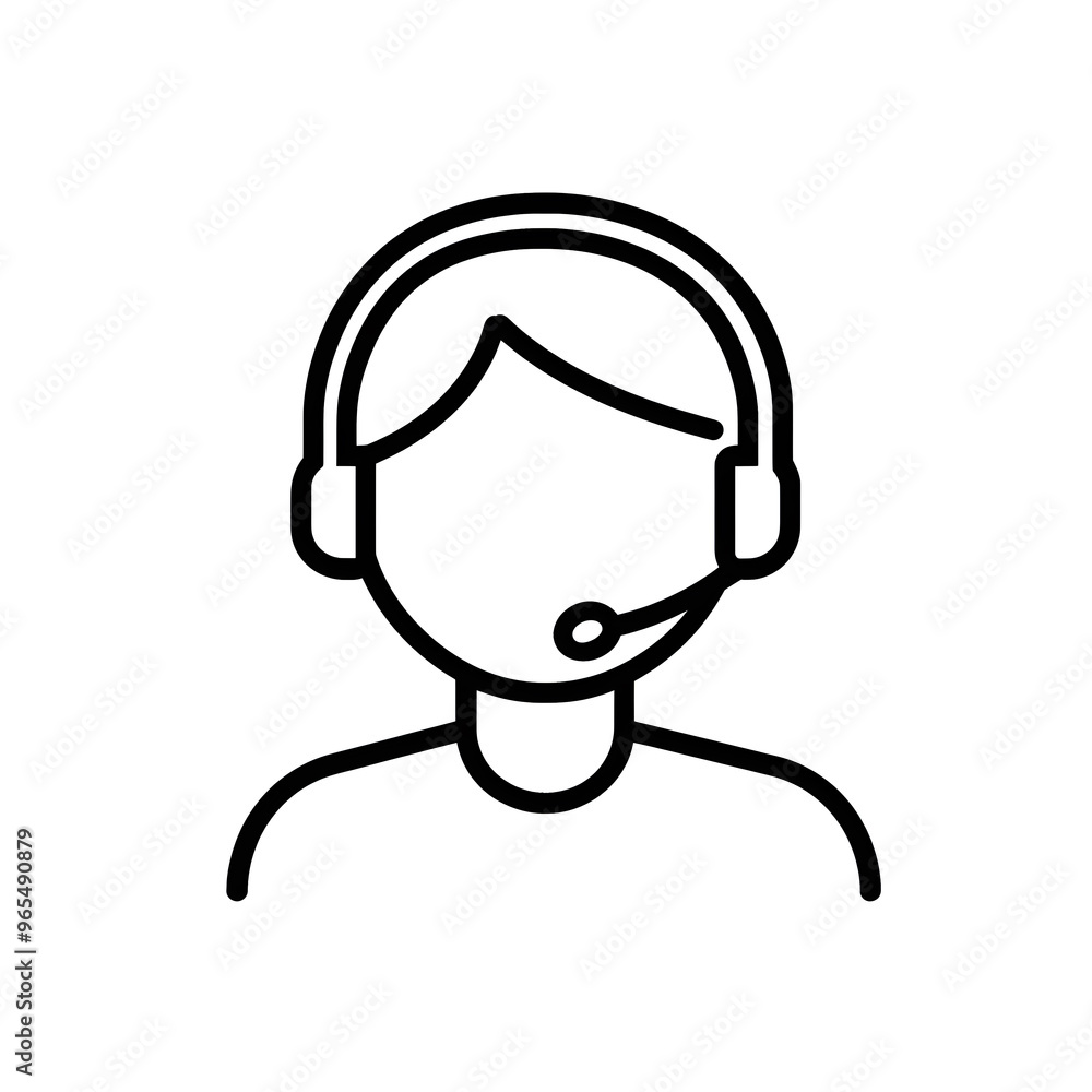 Customer support black line icon isolated on white background Customer support black line icon isolated on white background