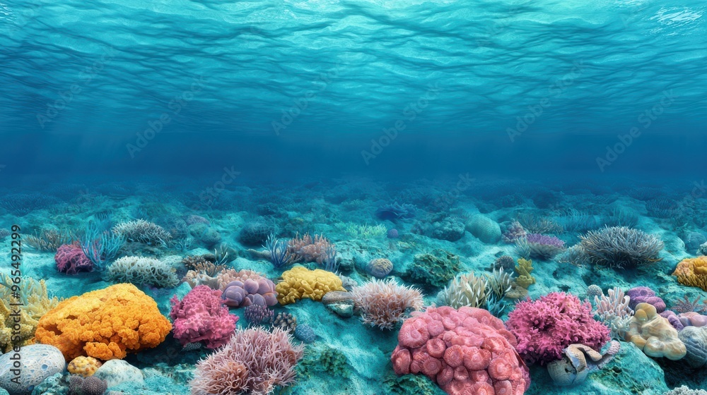 Naklejka premium Tranquil Artificial Ocean Waves and Marine Life - Simulation