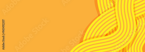 Ramen pattern, vibrant background illustration of asian noodles, ramen, spaghetti, orange background pattern.