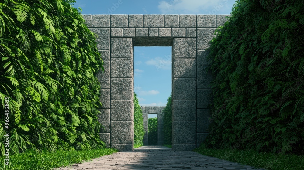 Obraz premium Mystical Ancient Ruins Shrouded in Overgrown Vegetation -