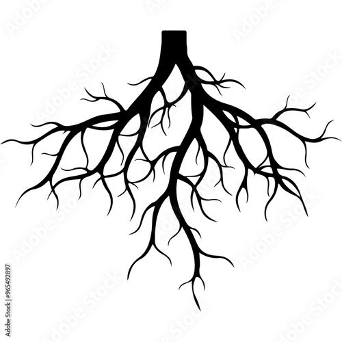 Root Tree Silhouette. Vector Illustration