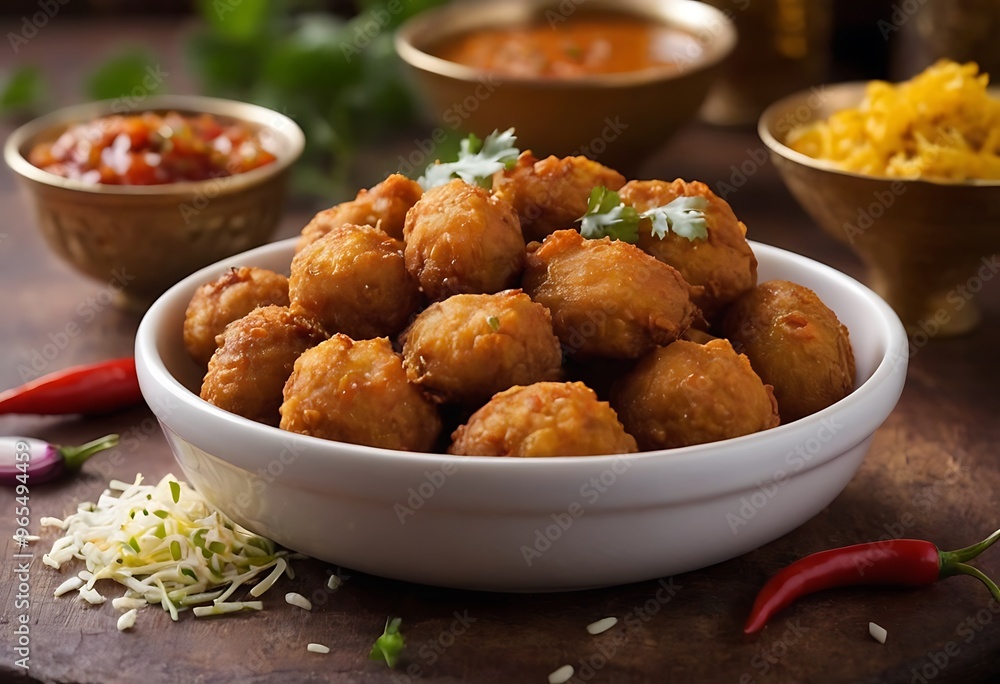 Delicious Indian traditional dish Pakora or bhaji or Bhajji Delicious Indian traditional dish Pakora or bhaji or Bhajji