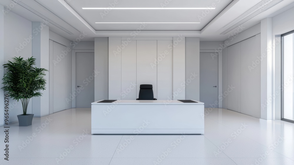 Fototapeta premium Cutting-Edge Futuristic Office with Sleek Design in