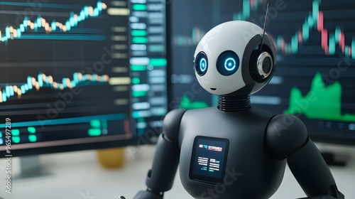 AI Robot Analyzing Stock Market Data