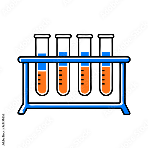 Test tubes illustration in blue and orange for laboratory experiments