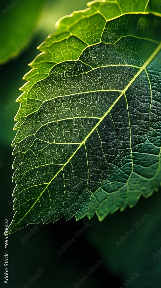 Close-up of a Green Leaf with Visible Veins and Texture Close-up of a Green Leaf with Visible Veins and Texture