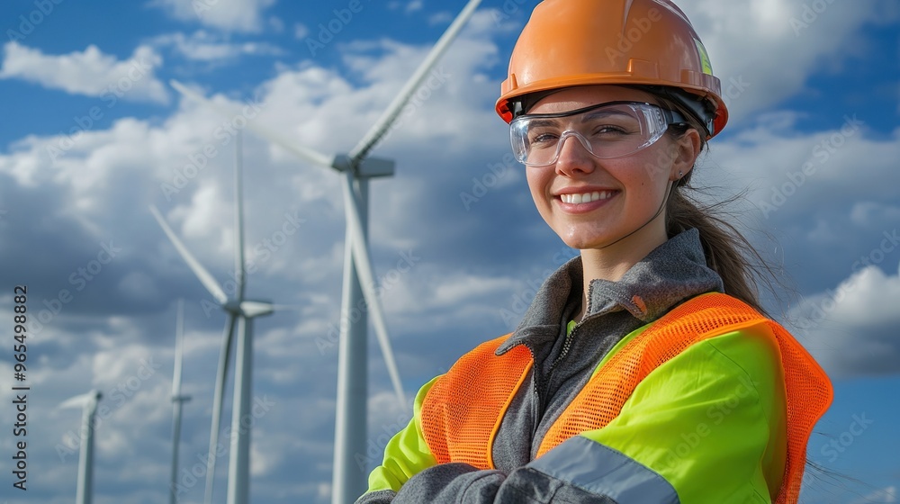 technician working outdoors at a wind turbine field. Renewable energy engineers working on wind power plants, Environmental engineers research and develop approaches to providing clean energy sources technician working outdoors at a wind turbine field. Renewable energy engineers working on wind power plants, Environmental engineers research and develop approaches to providing clean energy sources