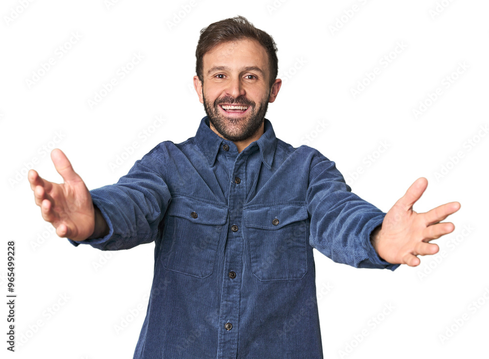 Studio portrait of young Hispanic male feels confident giving a hug to the camera. Studio portrait of young Hispanic male feels confident giving a hug to the camera.