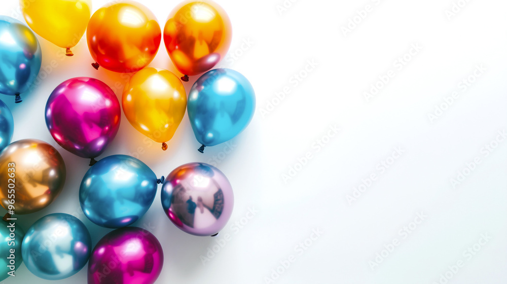 A vibrant collection of shiny helium balloons in various colors, including blue, orange, pink, and purple, creates a cheerful atmosphere perfect for celebrations - Generative AI A vibrant collection of shiny helium balloons in various colors, including blue, orange, pink, and purple, creates a cheerful atmosphere perfect for celebrations - Generative AI