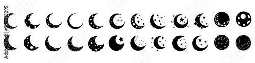 Moon icon vector set. Celestial Moon illustration sign collection. Retro Moon symbol or logo.
