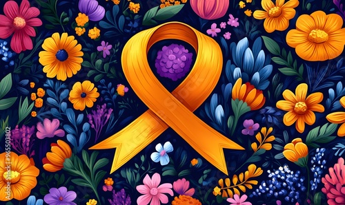 Vibrant World Cancer Day Design, colorful ribbon symbolizing hope, awareness, and solidarity in the fight against cancer, inspiring unity and support. photo