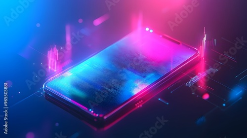 Smartphone screen showing a digital wallet, glowing currency exchange, soft gradient background, sleek and minimalistic design, cyber-futuristic atmosphere,