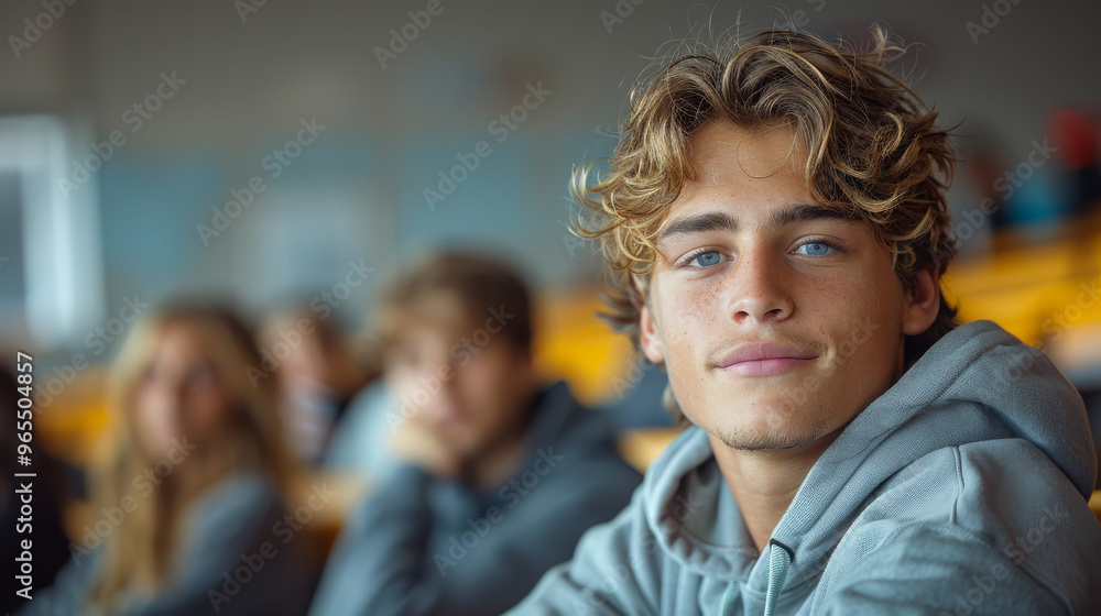 Student guy in the classroom at a lecture. Student guy in the classroom at a lecture.