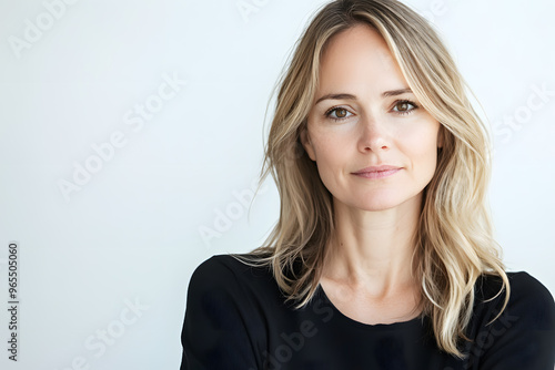 Portrait of middle age woman isolated on white background