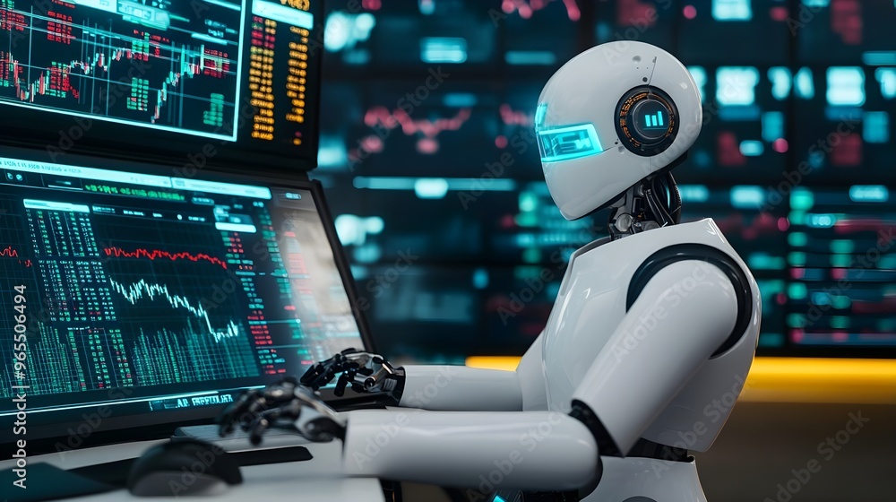 AI Robot Trading Stock Market, Data Analysis, Future Tech AI Robot Trading Stock Market, Data Analysis, Future Tech