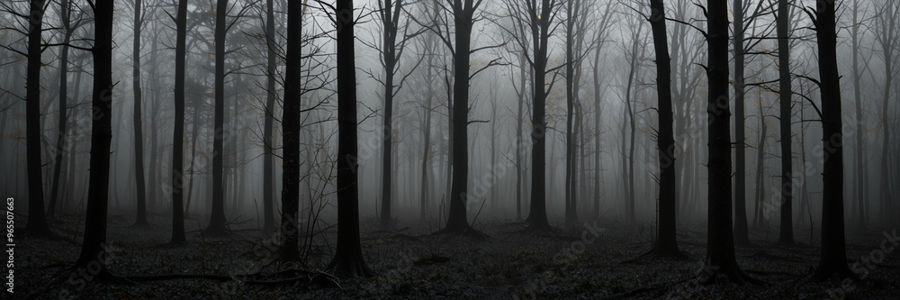 Naklejka premium dark forest in fog
