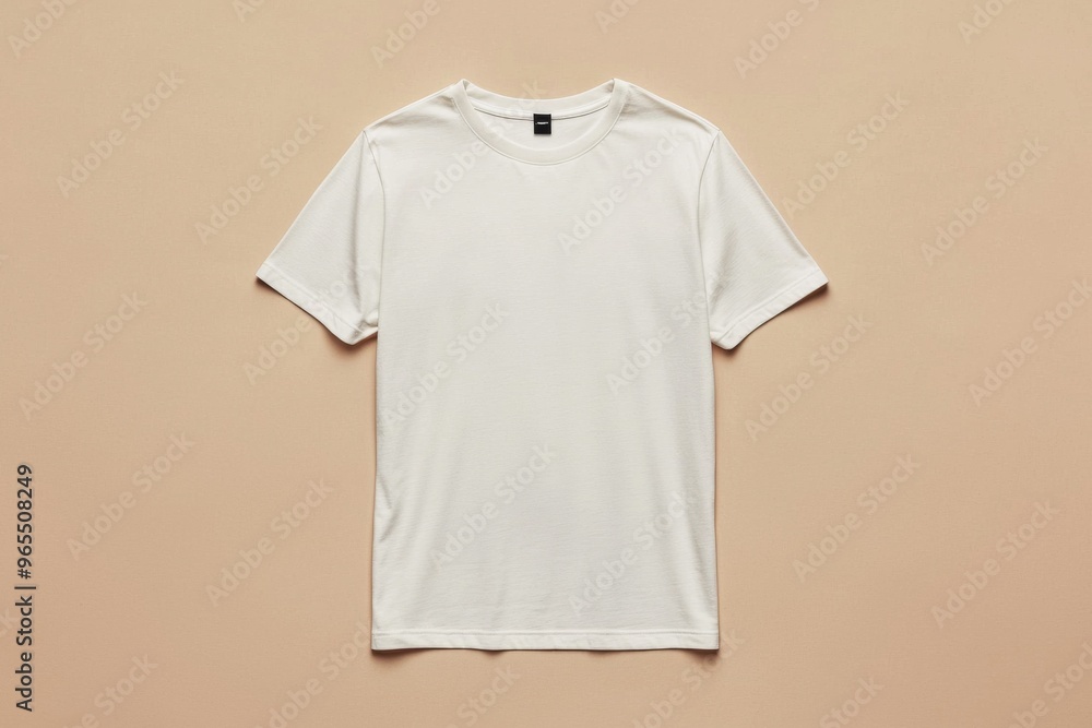 Simple Tshirt Flatlay mockup in beige background created with generative AI Simple Tshirt Flatlay mockup in beige background created with generative AI