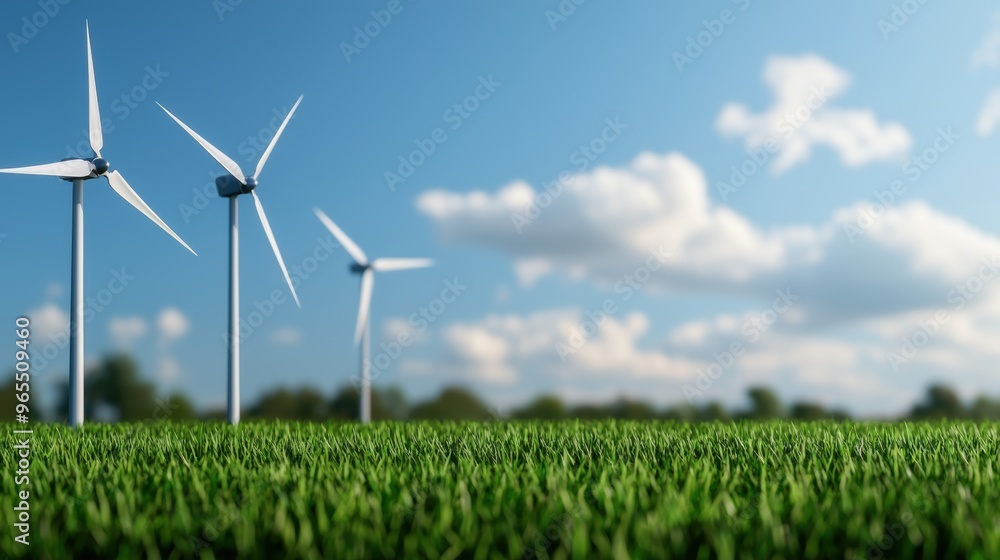 Futuristic Smart Grid Simulation with Renewable Energy Network Design | Selective Focus on Foreground with Copy Space