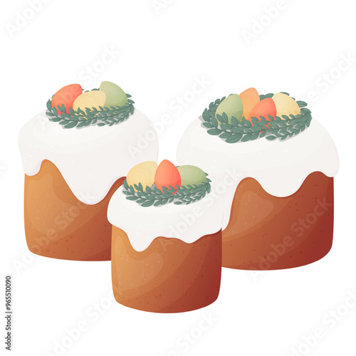 Vector illustration. Paska Easter bread