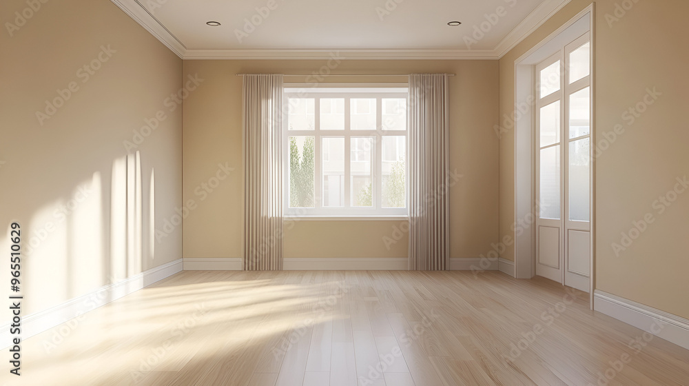 renovated room with cream-colored walls and light wood-grain vinyl flooring and light coming from windows renovated room with cream-colored walls and light wood-grain vinyl flooring and light coming from windows