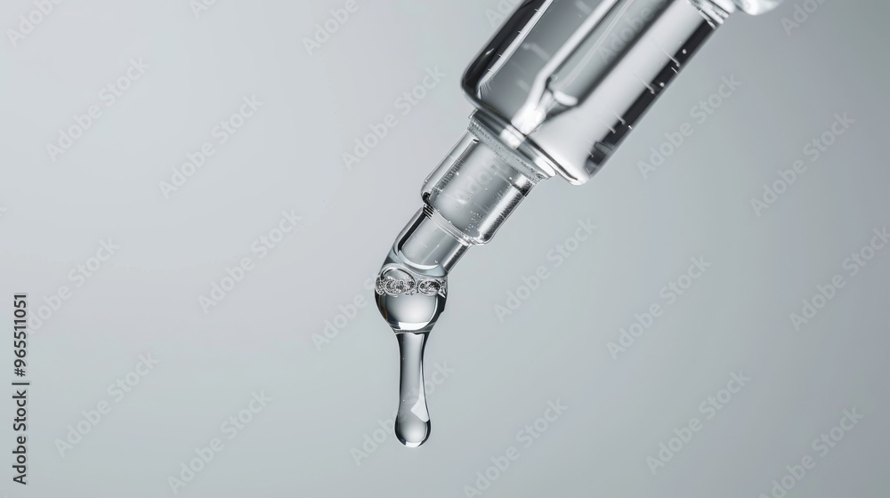 Macro shot of hyaluronic acid dropper, clean white backdrop, bright light Macro shot of hyaluronic acid dropper, clean white backdrop, bright light