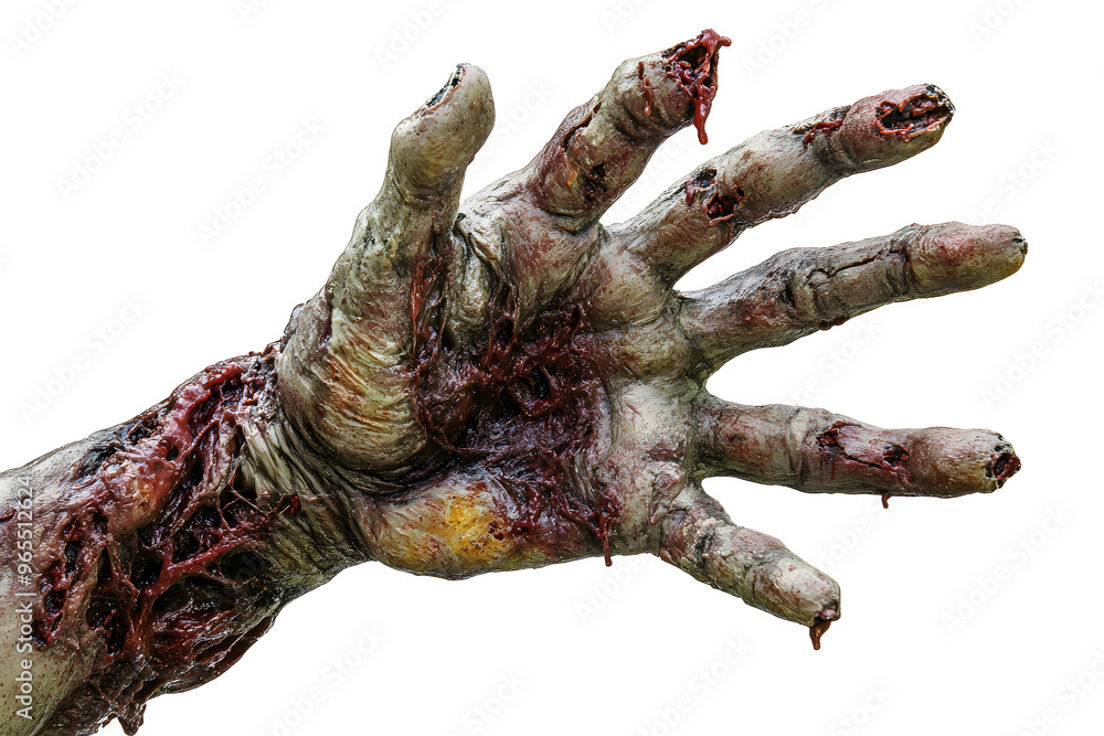 Human scary zombie hand isolated on a white background. Human scary zombie hand isolated on a white background.