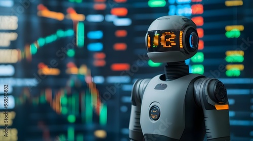 Wallpaper Mural Futuristic Robot AI with Data Analytics Display Torontodigital.ca