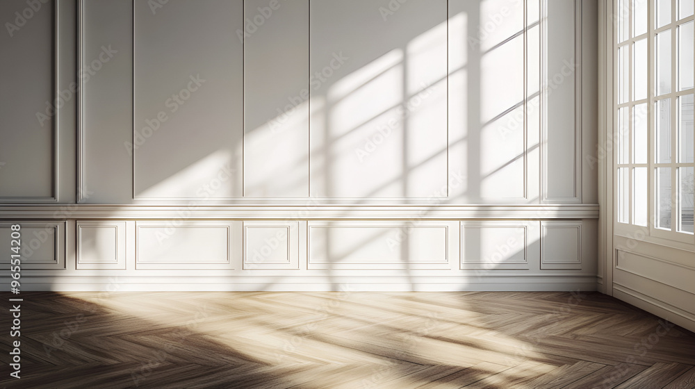 Fototapeta premium Sunlight's perspective created the shadow by the window.