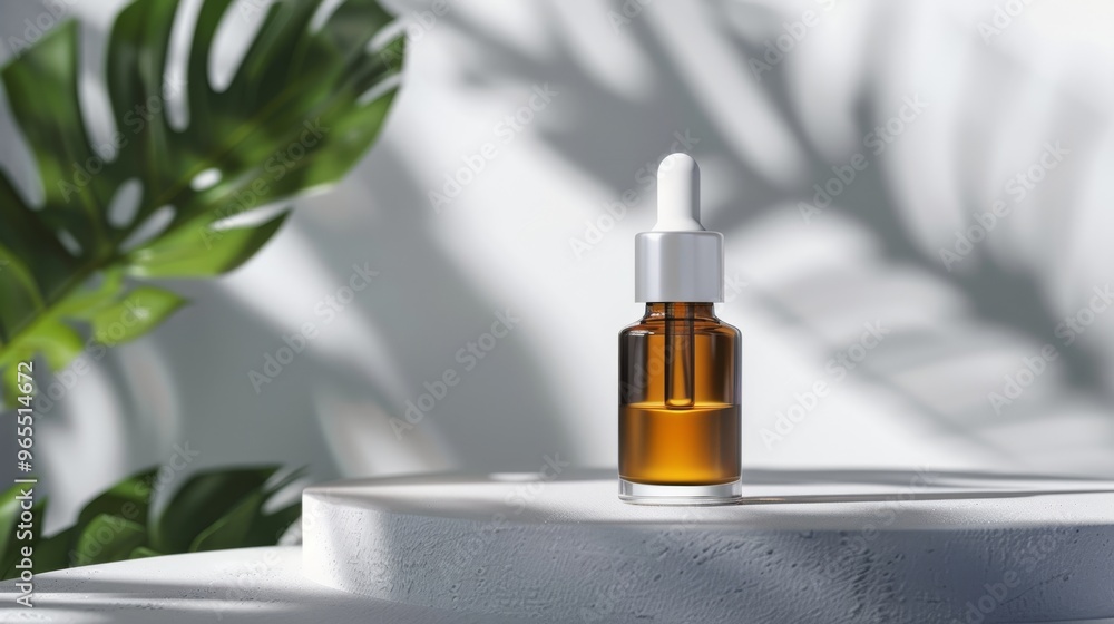 Sleek skincare dropper bottle and container on a smooth surface Sleek skincare dropper bottle and container on a smooth surface