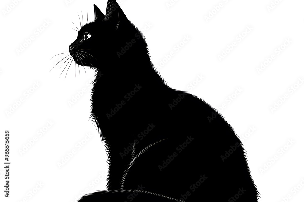 Obraz premium Black cat silhouette isolated on white