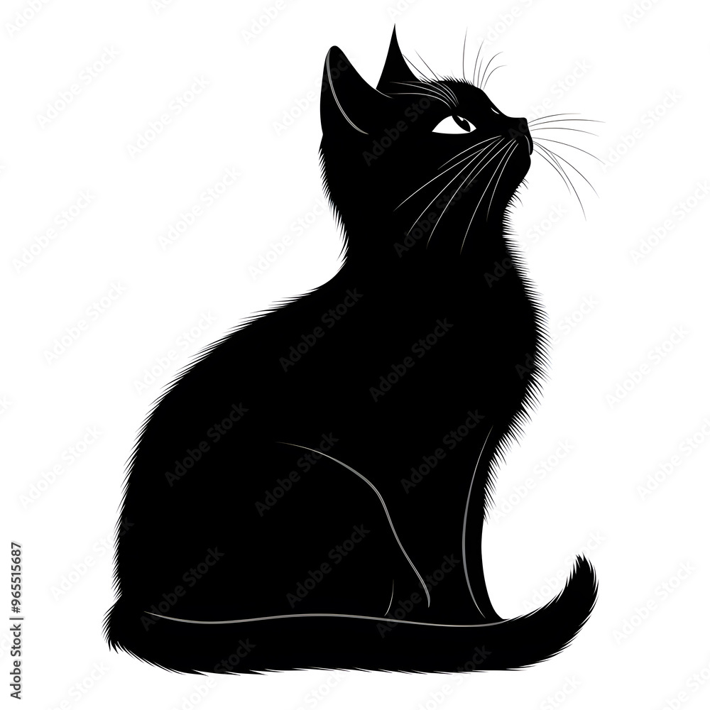 Black cat silhouette isolated on white Black cat silhouette isolated on white