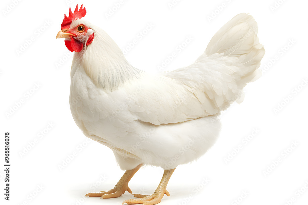 Fototapeta premium White hen isolated on white background