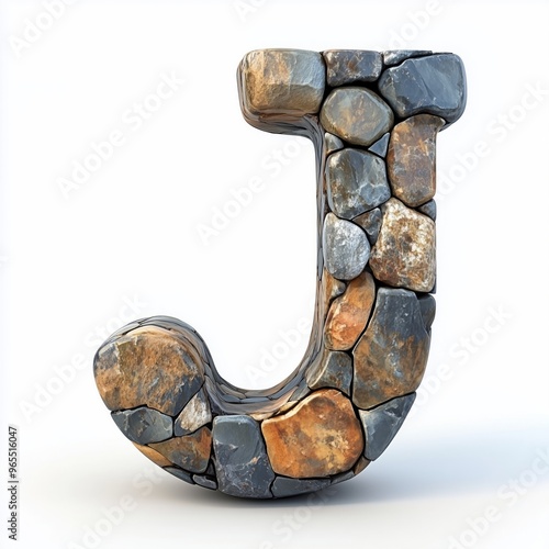 Stone Letter J with Rough Texture photo