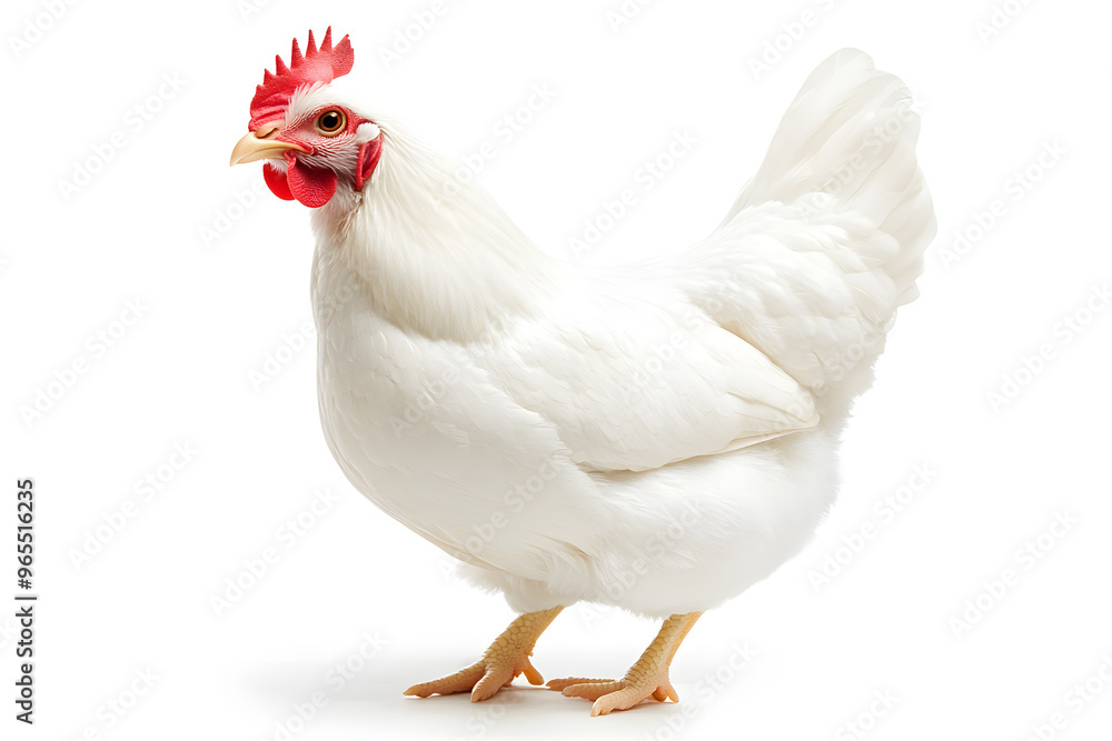 White hen isolated on white background