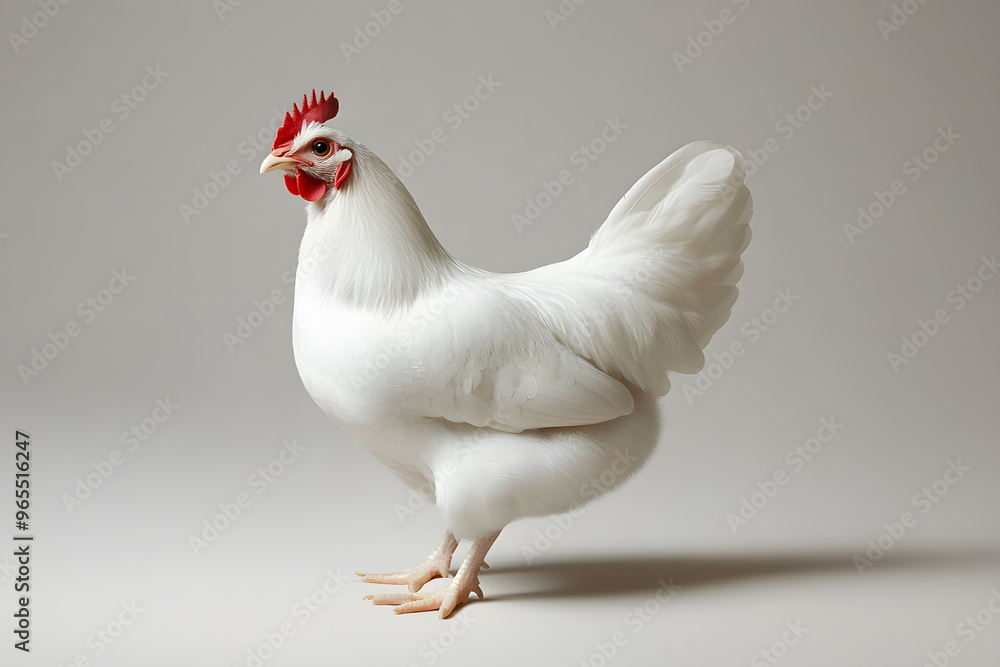 Fototapeta premium White hen isolated on white background