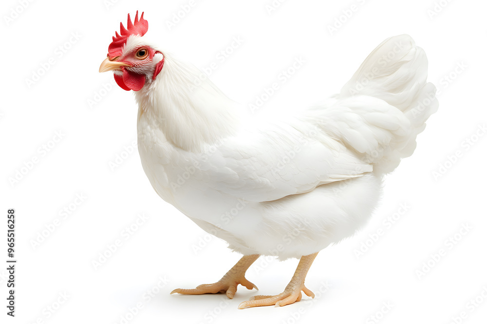 Fototapeta premium White hen isolated on white background