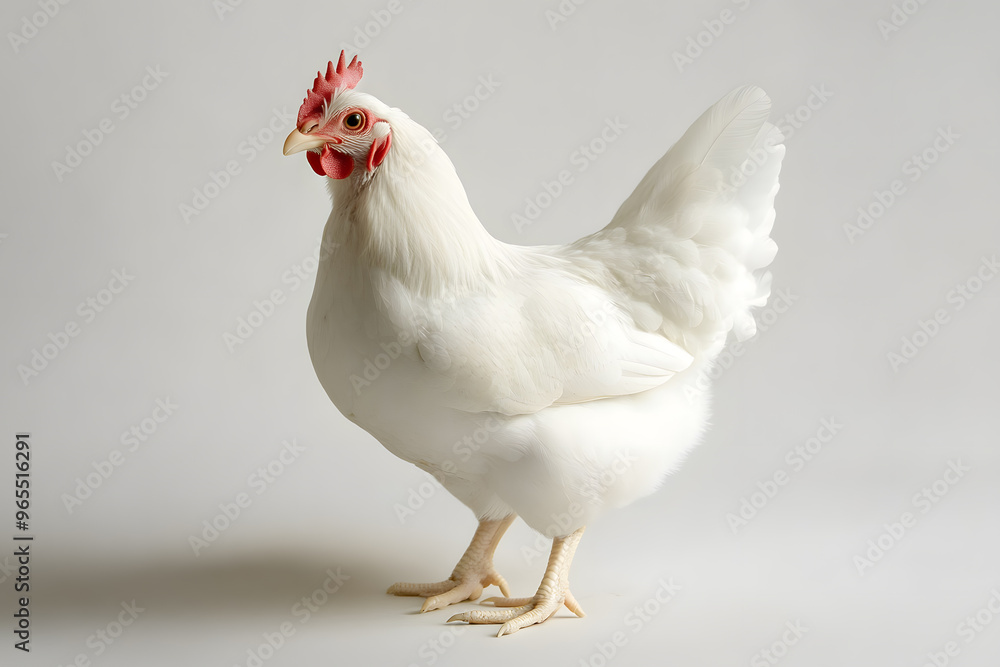 Fototapeta premium White hen isolated on white background