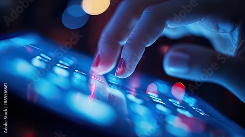 hand typing on the tablet's keyboard. 