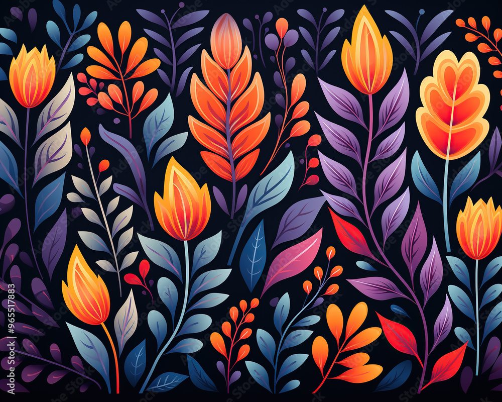 Abstract multicolored fantasy flowers pattern Abstract multicolored fantasy flowers pattern