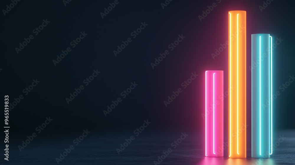 Fototapeta premium Futuristic Holographic Wealth Forecast Visualization with Neon Lines on Dark Background in