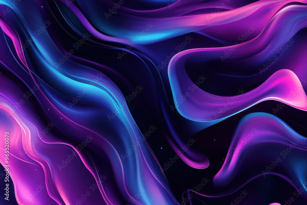 Obraz premium Dynamic holographic design layout for social media graphics, flyers, and posters. Fluid abstract shapes card for online and email campaigns. Stylish cyber monday business deal in dark minimalism