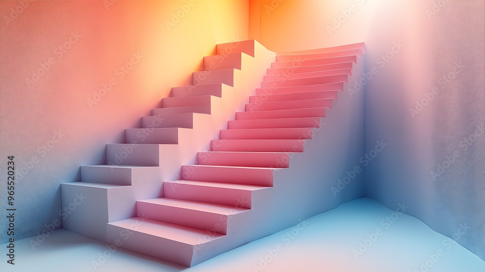 A creative 3D papercraft waterfall chart, pastel paper blocks stepping down in a cascade, each block offset for depth, glowing ambient light, realistic shadows, clean minimalist background, A creative 3D papercraft waterfall chart, pastel paper blocks stepping down in a cascade, each block offset for depth, glowing ambient light, realistic shadows, clean minimalist background,