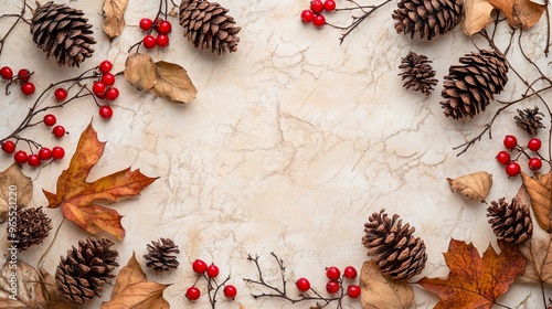 Seasonal Display with Dried Leaves and Berries