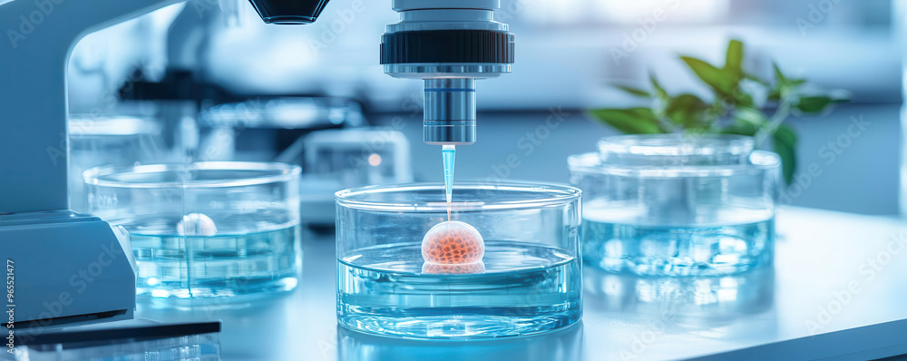 Innovative biotechnology lab with bioreactors cultivating genetically modified organisms Innovative biotechnology lab with bioreactors cultivating genetically modified organisms